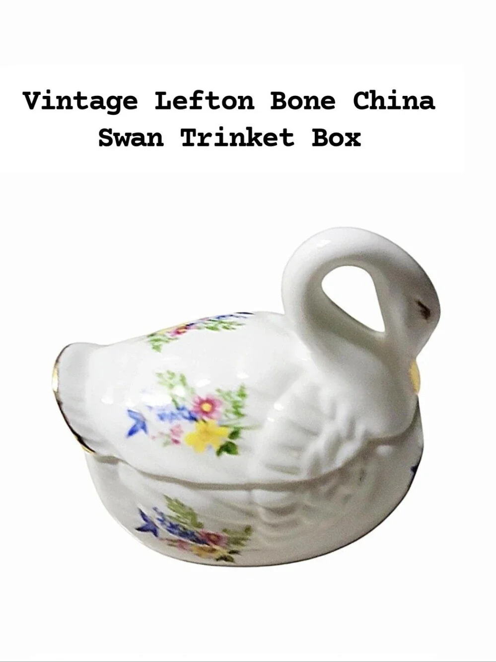 Vintage Lefton Bone China Swan Trinket Box